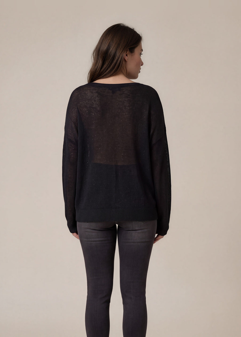 Donna Karan Black Boat Neck Sweater back