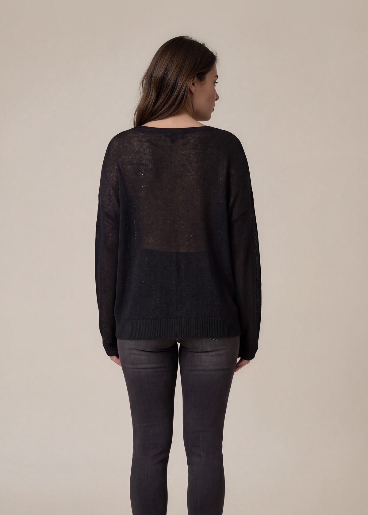 Donna Karan Black Boat Neck Sweater back