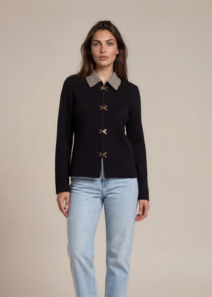 St. John Black Striped Trim Jacket