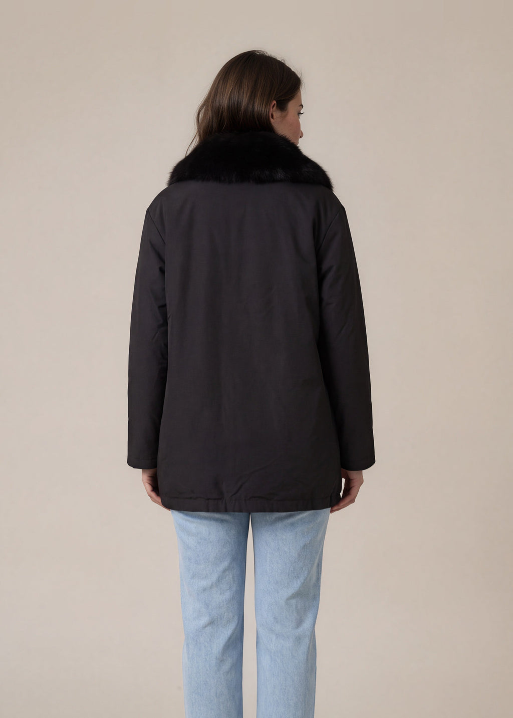 Marvin Richards Black Fur Collar Coat back