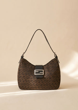 Fendi Chocolate Brown Zucchino Swoop Baguette