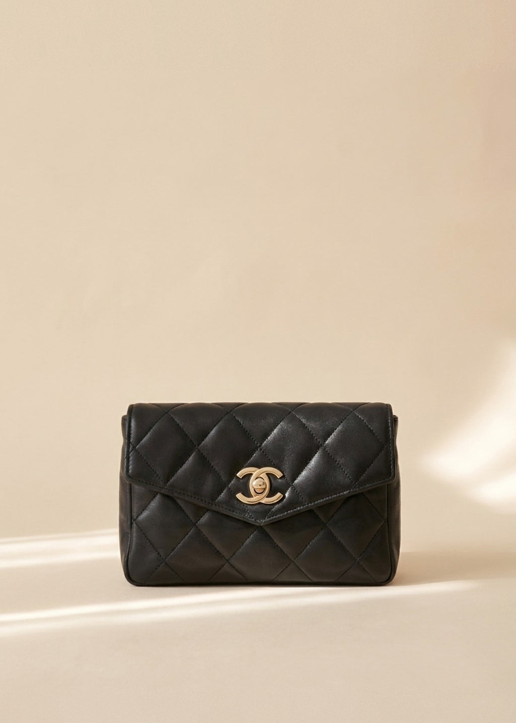 Chanel Black and Gold Quilted Belt Bag cover
