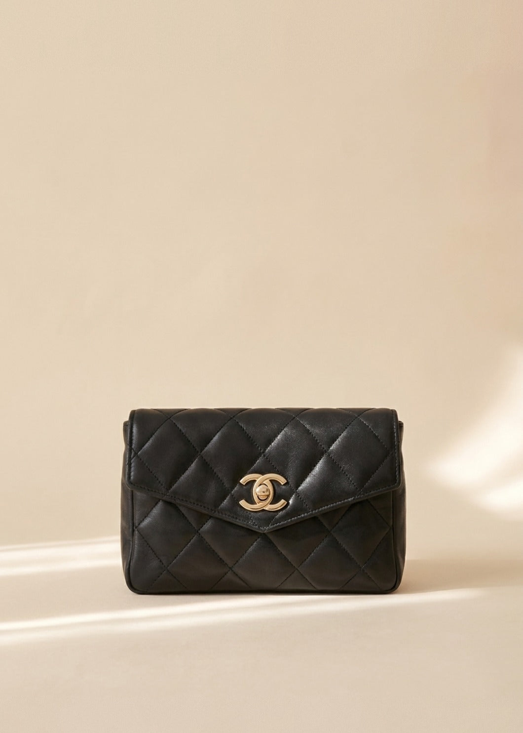 Chanel Black and Gold Quilted Belt Bag cover