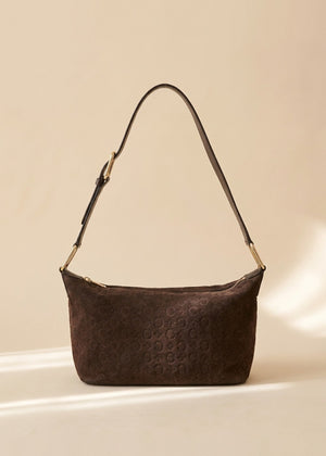 Celine Brown Suede Macadam Shoulder Bag