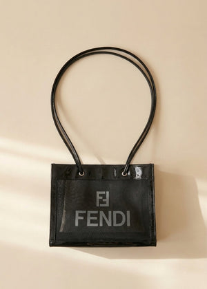 Fendi Black Patent Mesh Tote