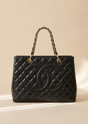 Chanel Black Patent Grand Shopping Tote