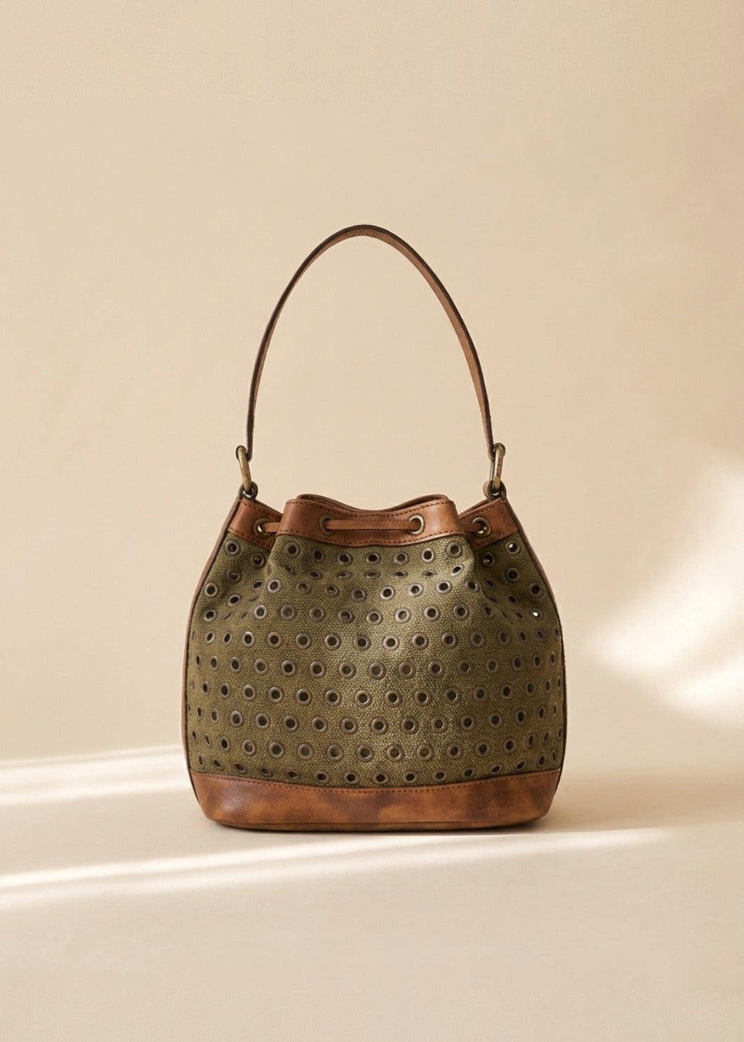 Celine Khaki Perforated Bucket Bag cover