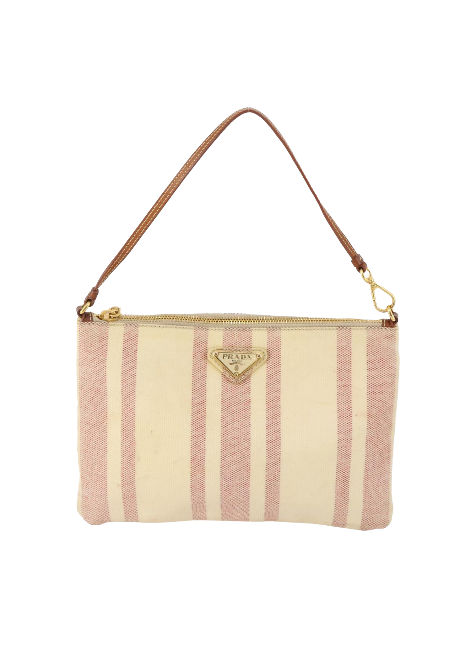 Prada Pink Striped Coated Canvas Pochette