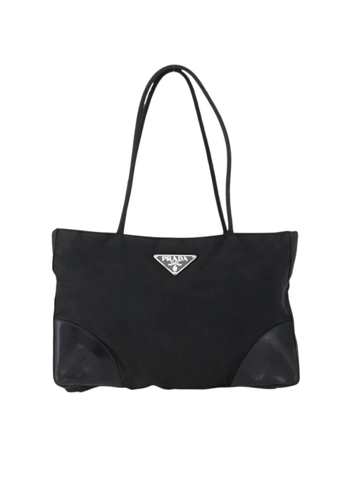 Prada Black Nylon & Leather Tote