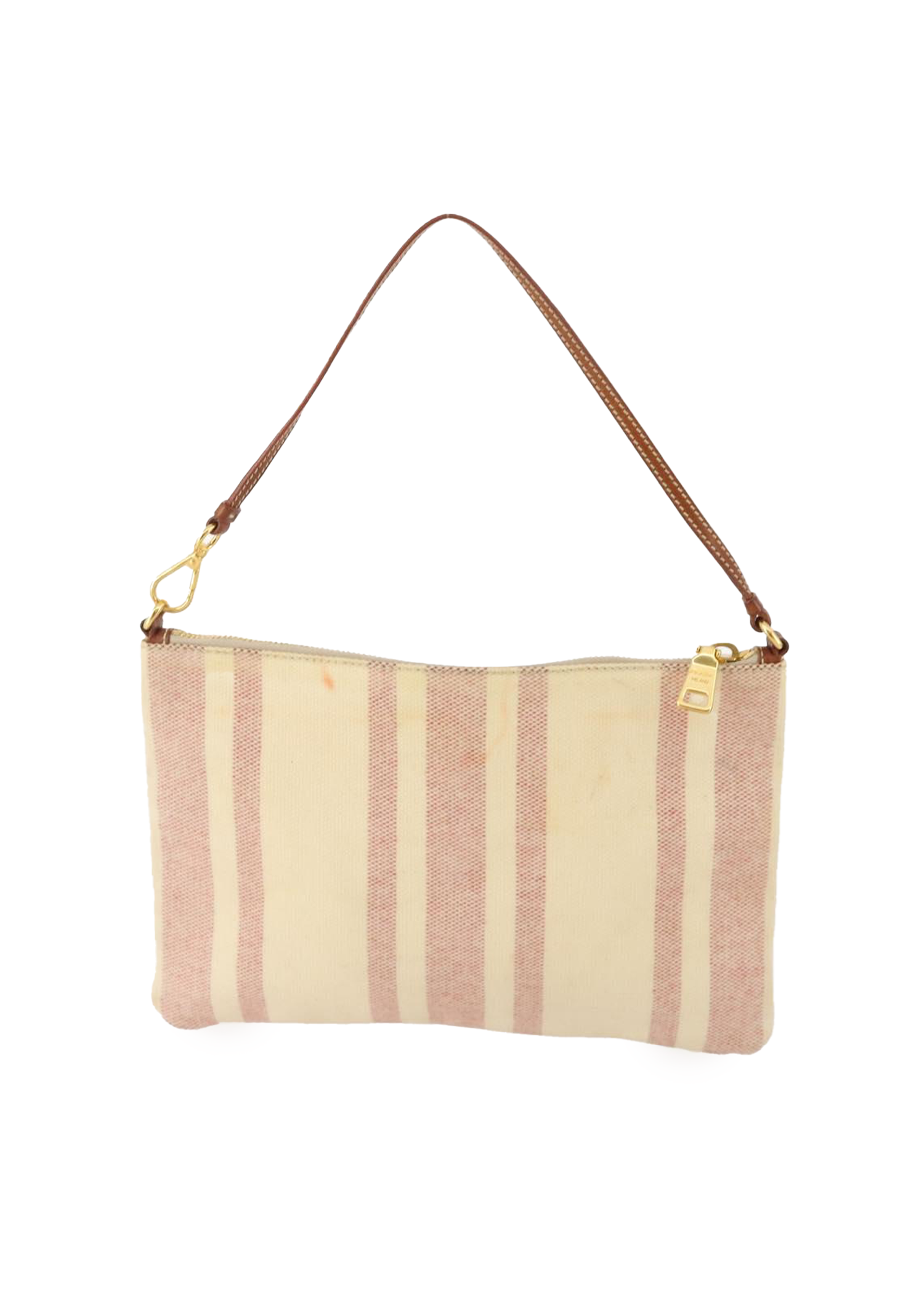 Prada Pink Striped Coated Canvas Pochette