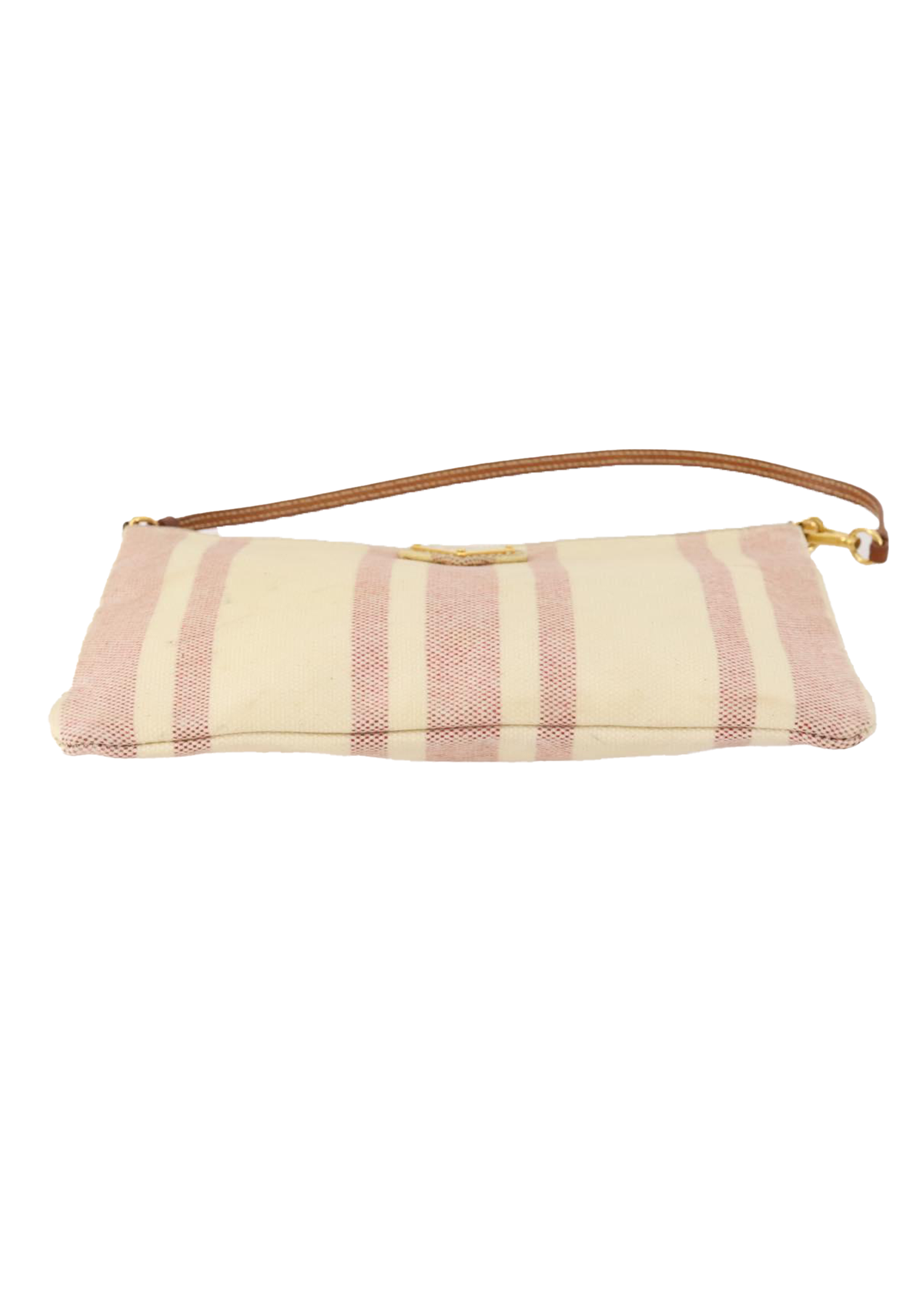 Prada Pink Striped Coated Canvas Pochette