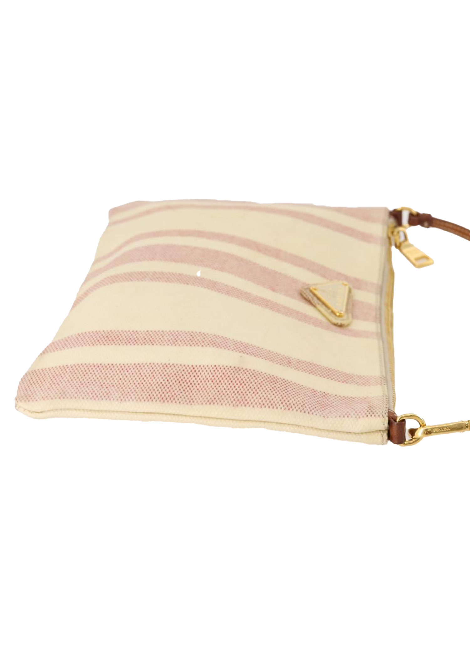 Prada Pink Striped Coated Canvas Pochette