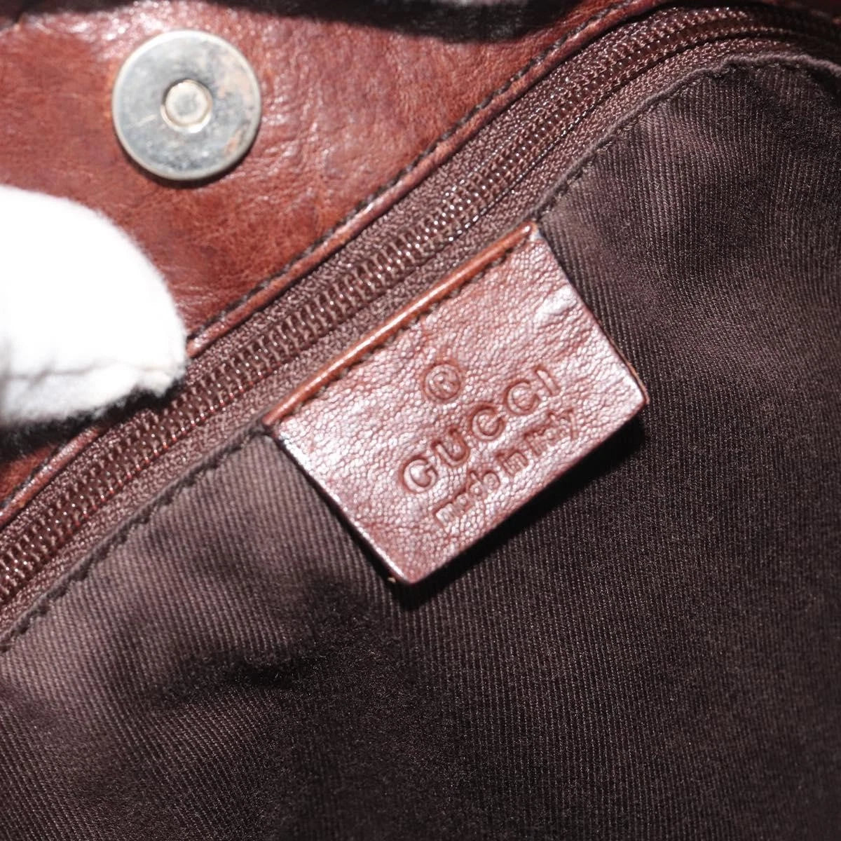 Gucci Monogram Leather Trimmed Shoulder Bag