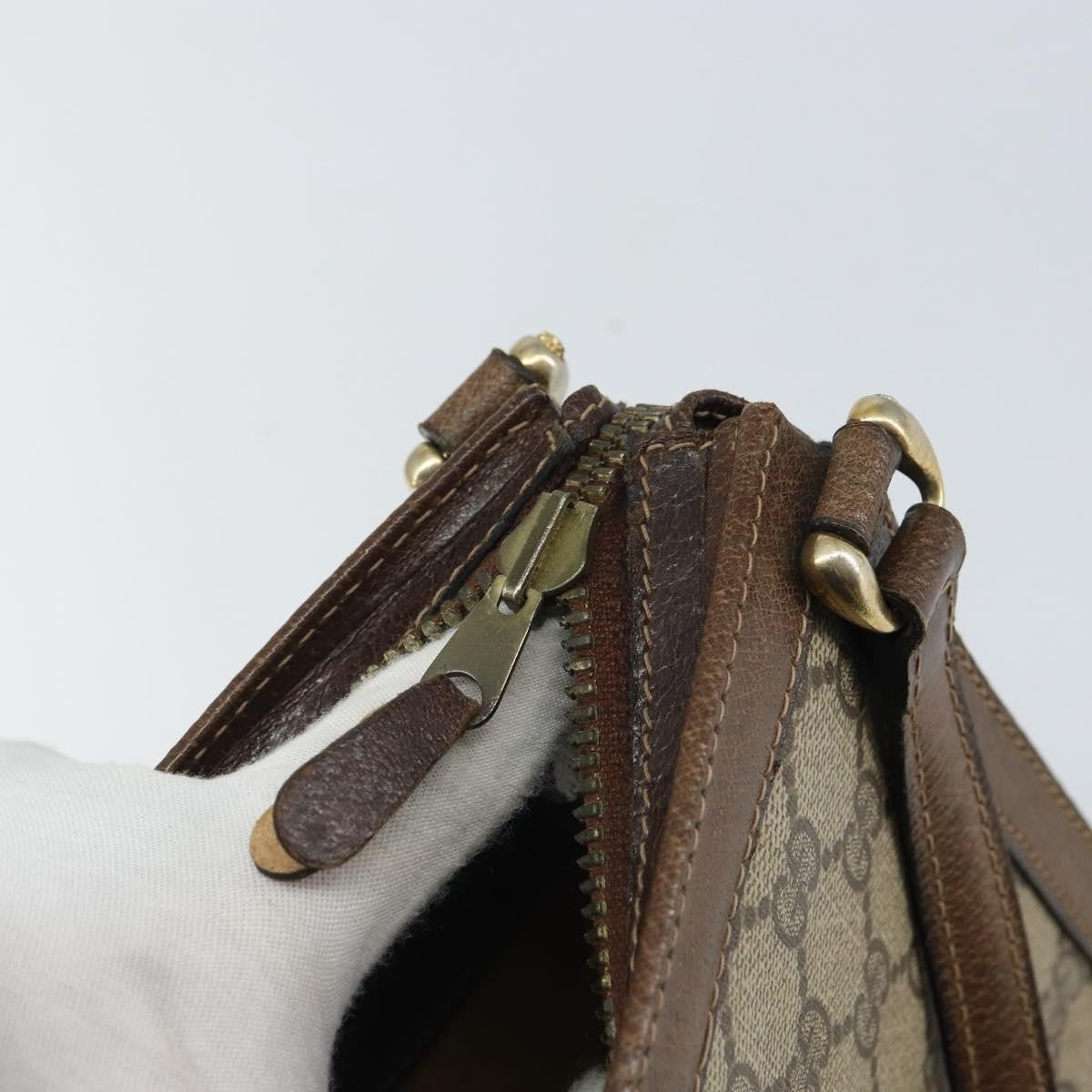 Gucci Monogram Brown Trimmed Shoulder Bag
