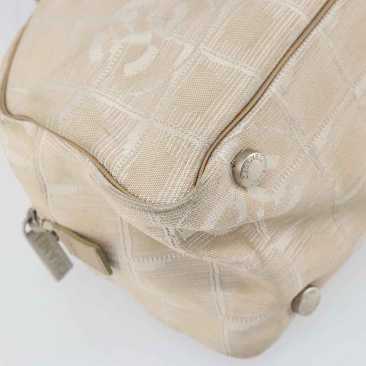 Chanel Tan & White Travel Shoulder Bag