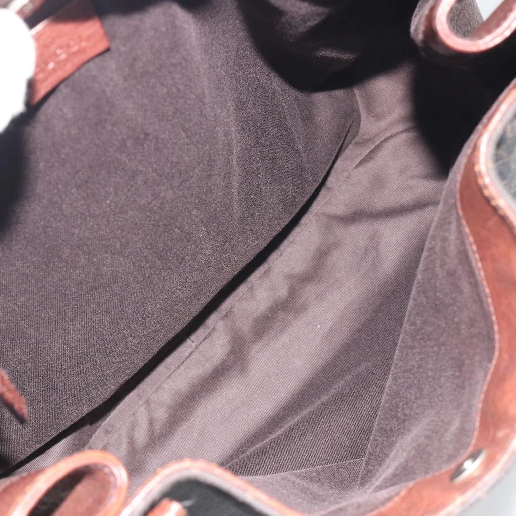 Gucci Monogram Leather Trimmed Shoulder Bag