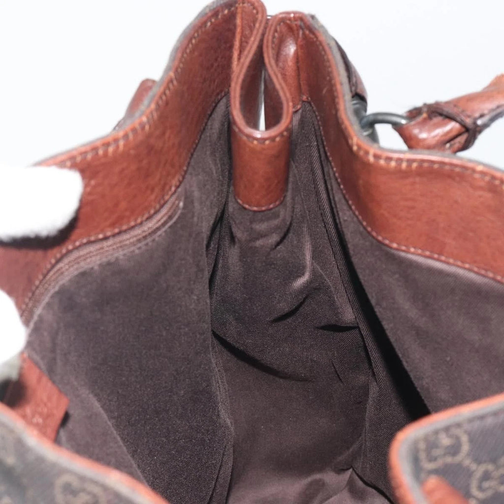 Gucci Monogram Leather Trimmed Shoulder Bag