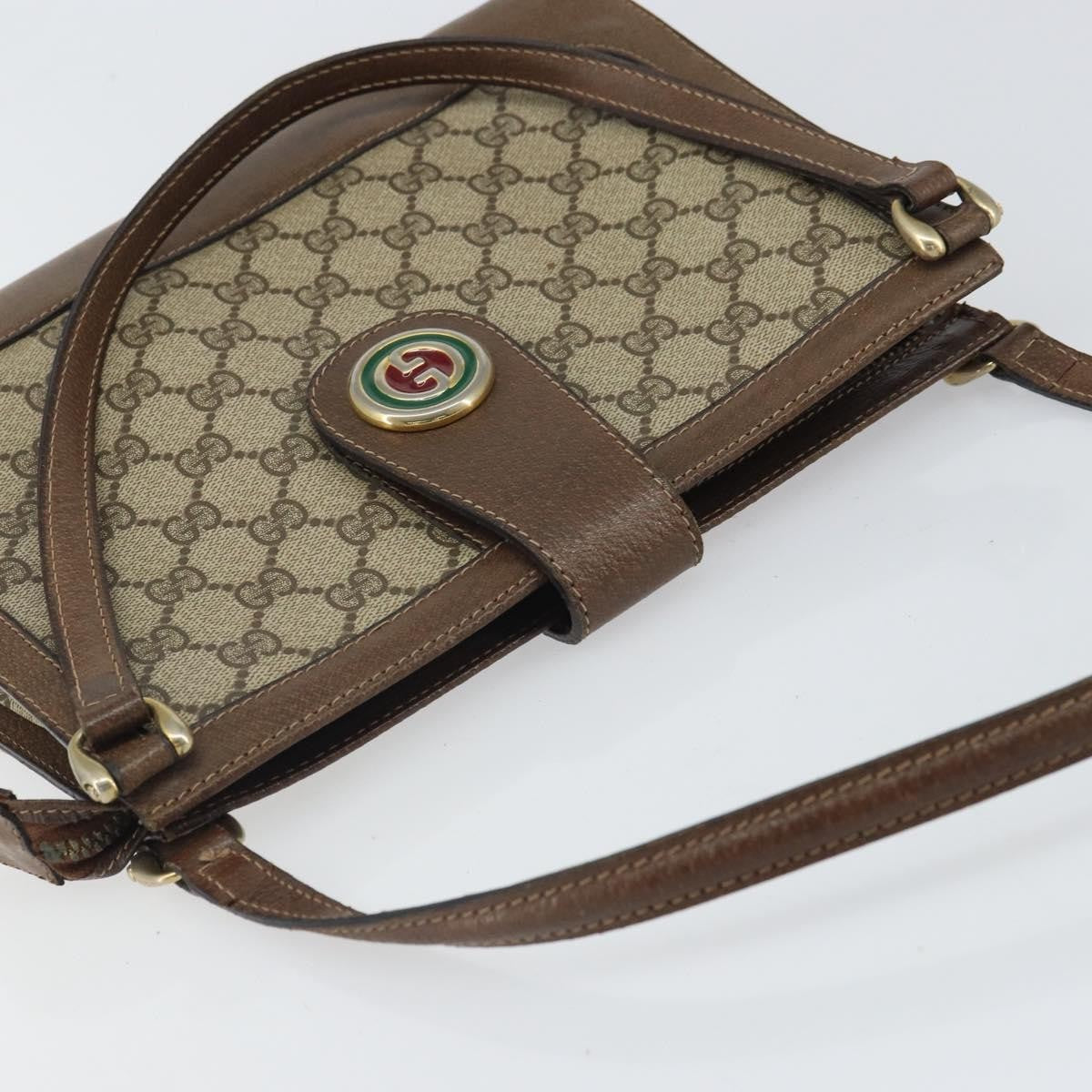 Gucci Monogram Brown Trimmed Shoulder Bag