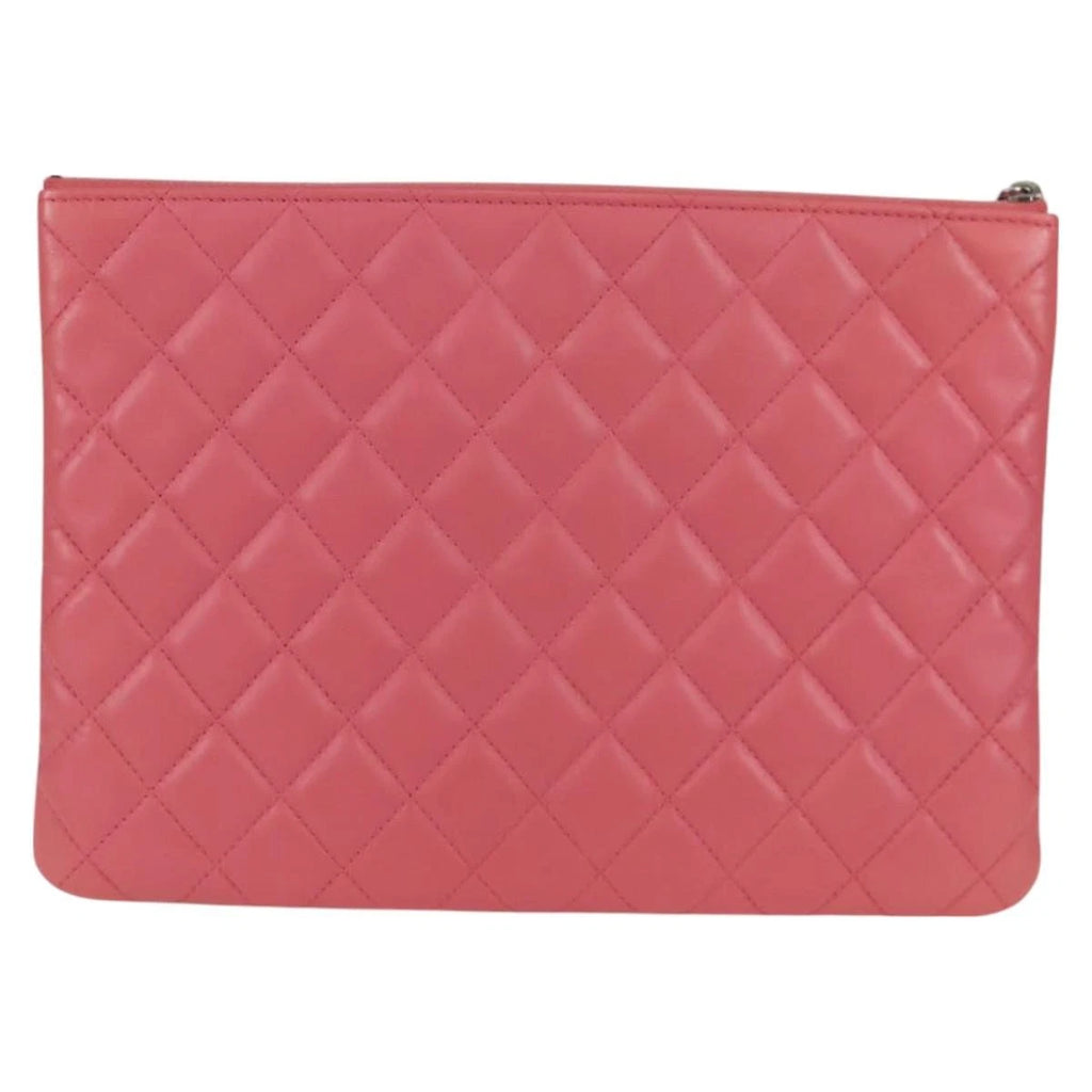 Chanel Pink Quilted Leather Clutch