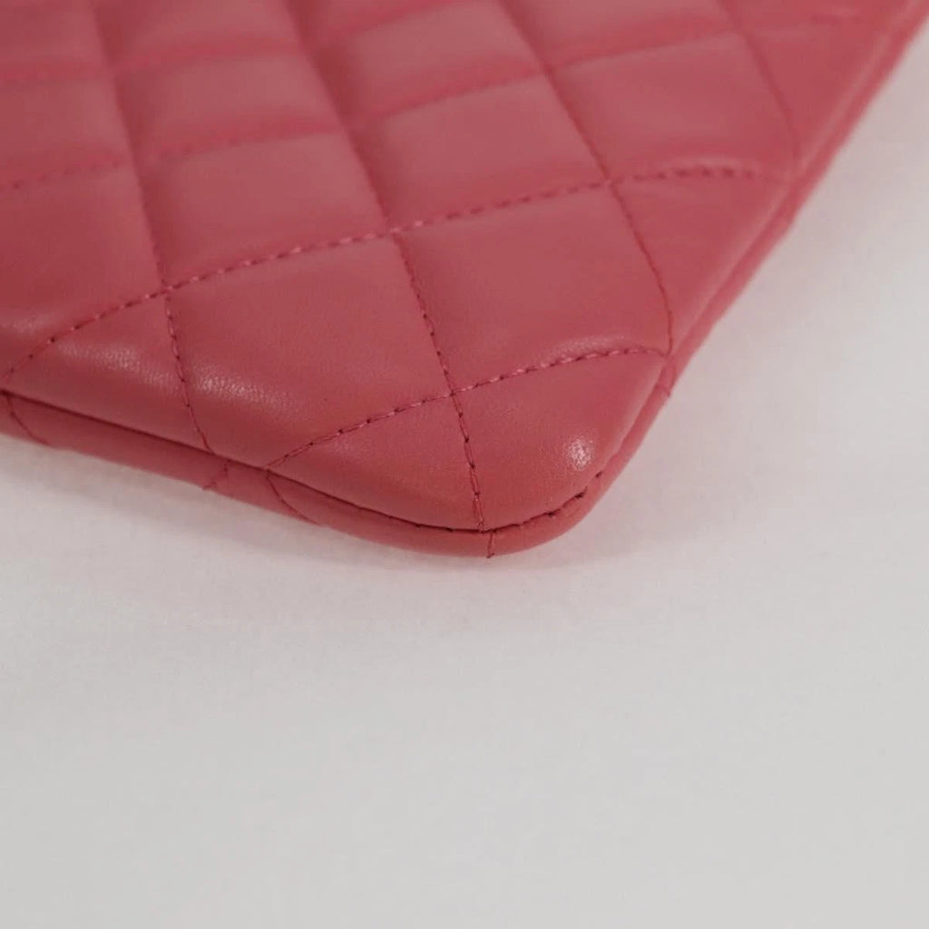 Chanel Pink Quilted Leather Clutch