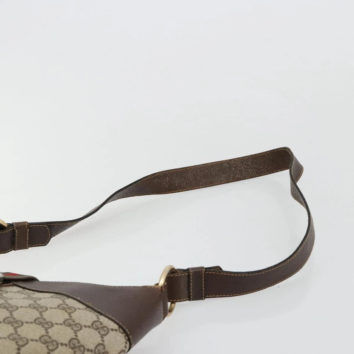 Gucci Brown Monogram Leather Trimmed Shoulder Bag