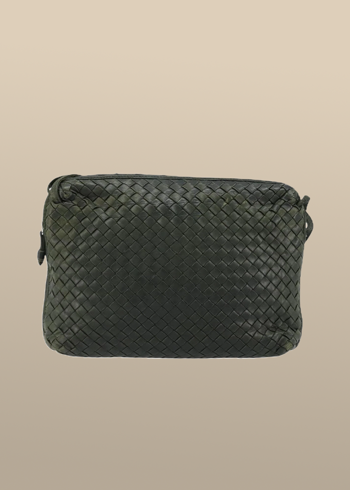 Bottega Veneta Intrecciato Dark Green Shoulder Bag