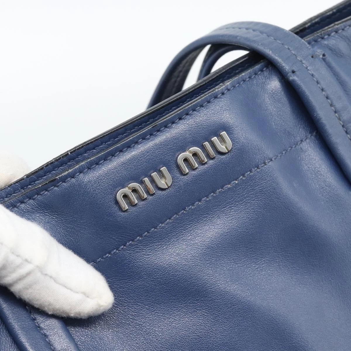 Miu Miu Blue Leather Tote