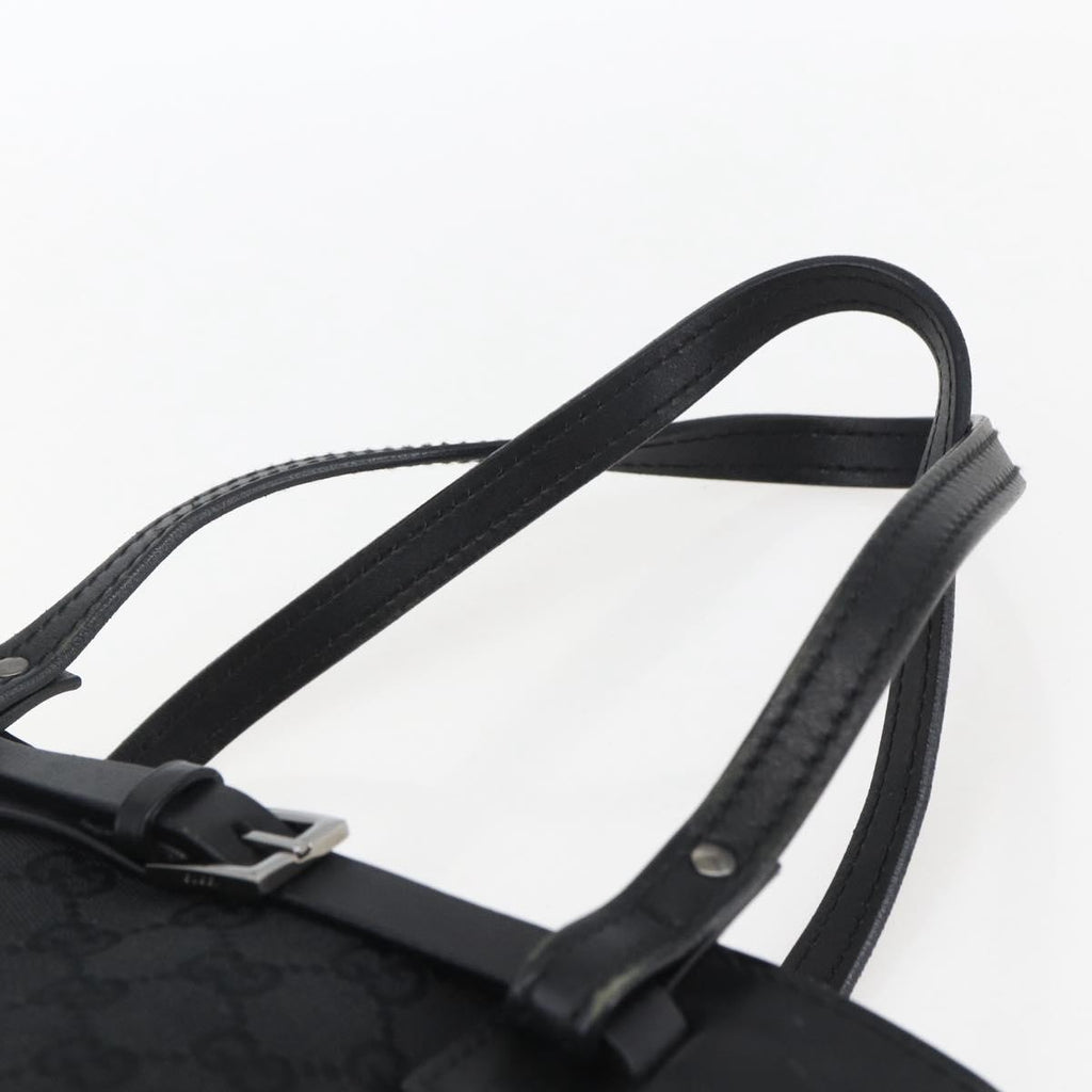 Gucci Black GG Canvas Tote buckle hardware