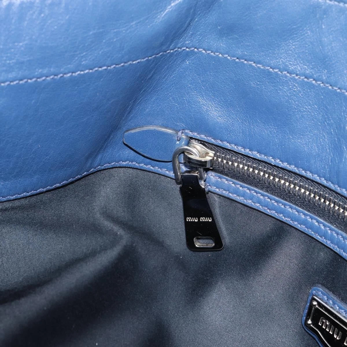 Miu Miu Blue Leather Tote