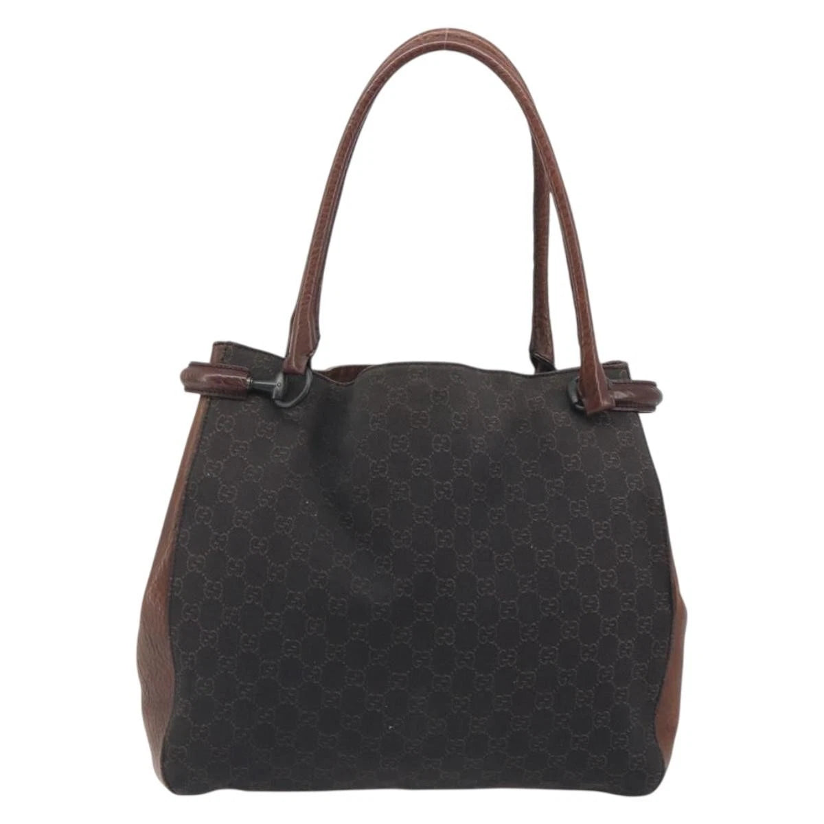 Gucci Monogram Leather Trimmed Shoulder Bag