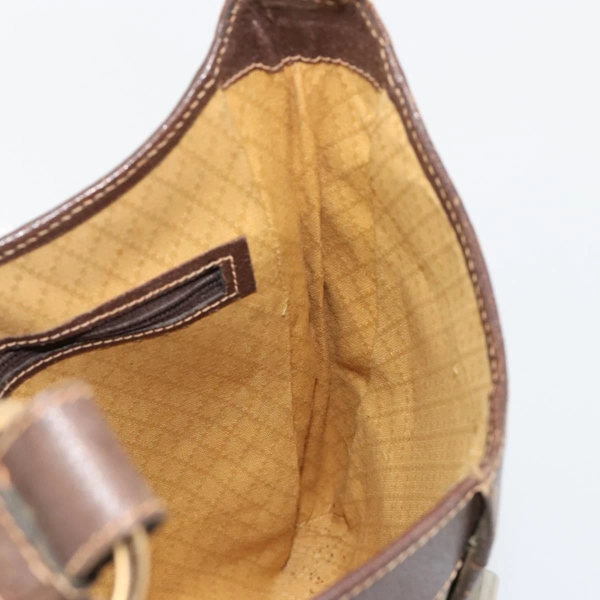 Gucci Brown Monogram Leather Trimmed Shoulder Bag