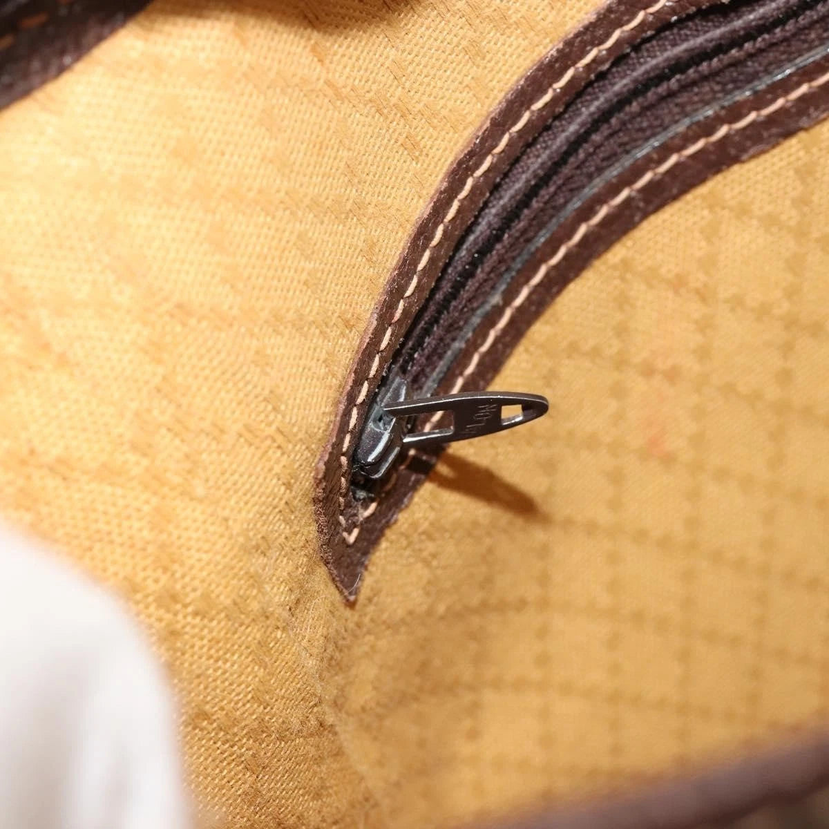 Gucci Brown Monogram Leather Trimmed Shoulder Bag
