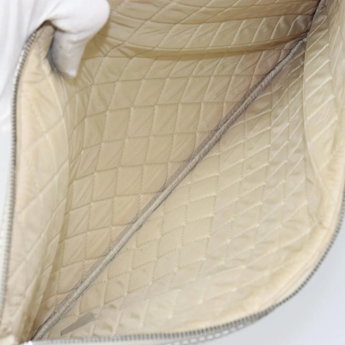 Chanel Silver Quilted Leather Clutch