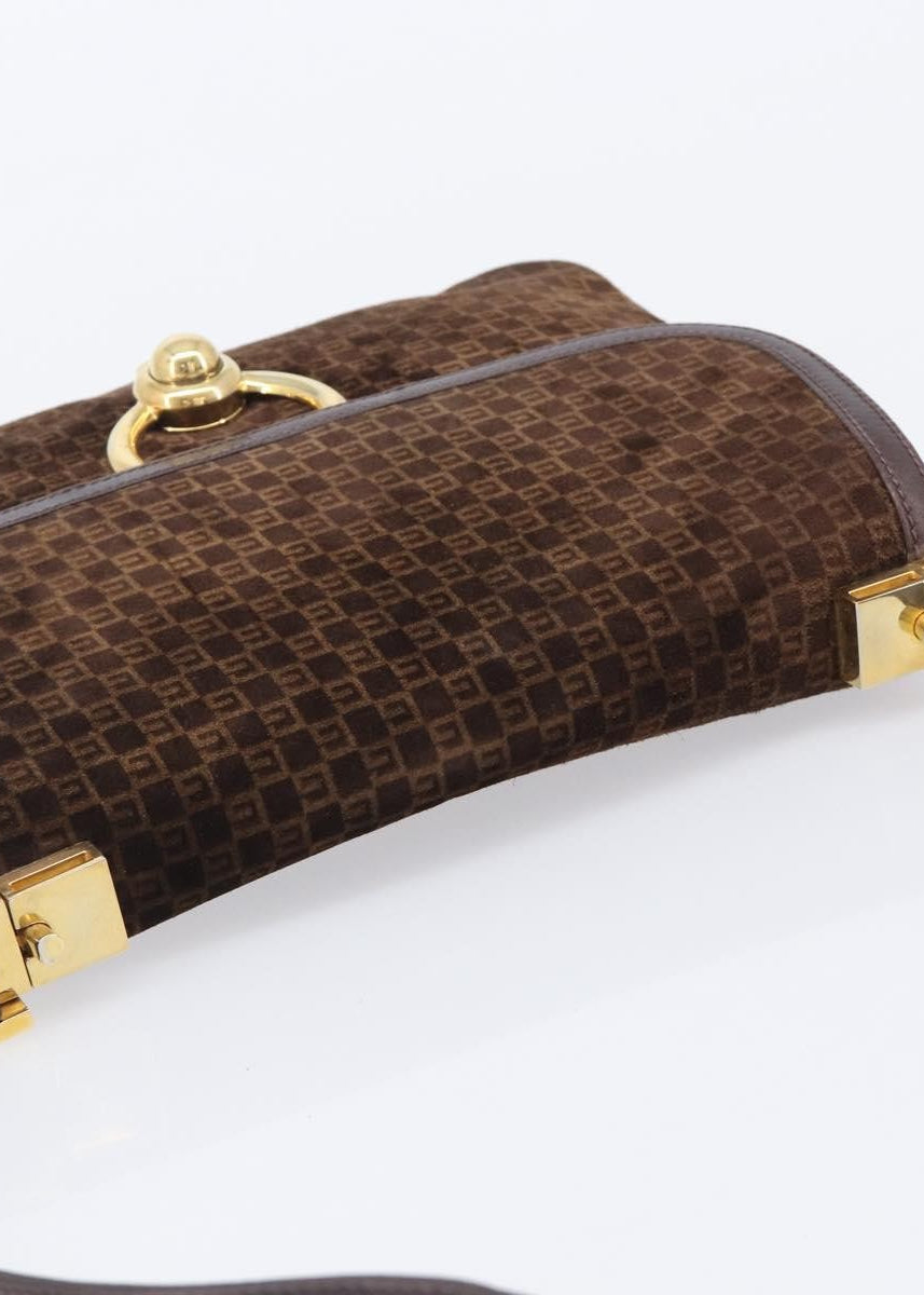 Gucci Dark Brown Suede Shoulder Bag strap