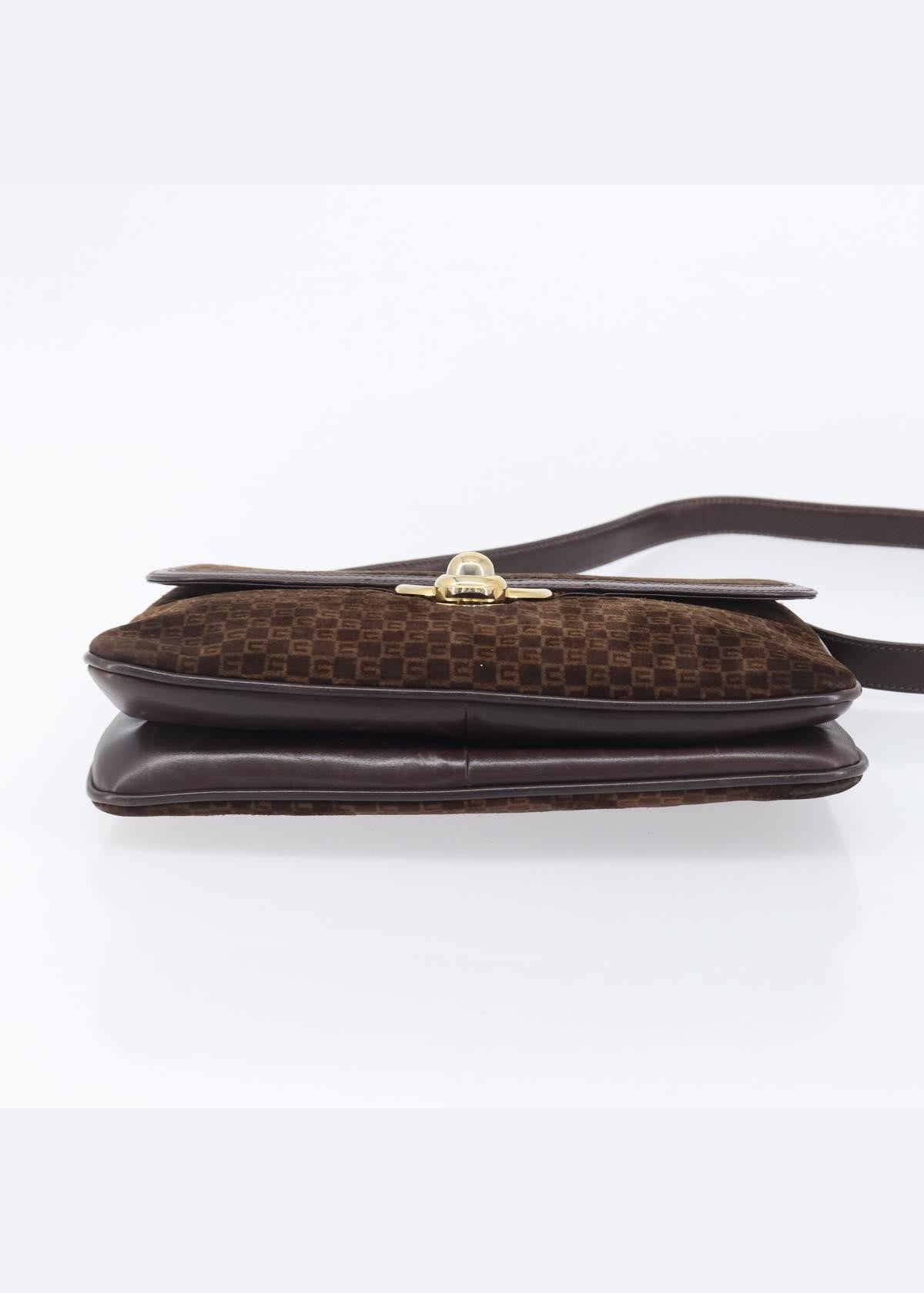 Gucci Dark Brown Suede Shoulder Bag base