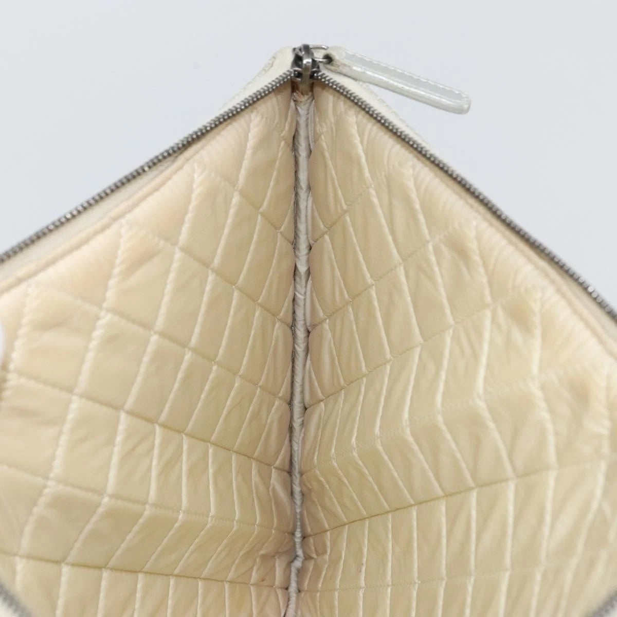 Chanel Silver Quilted Leather Clutch