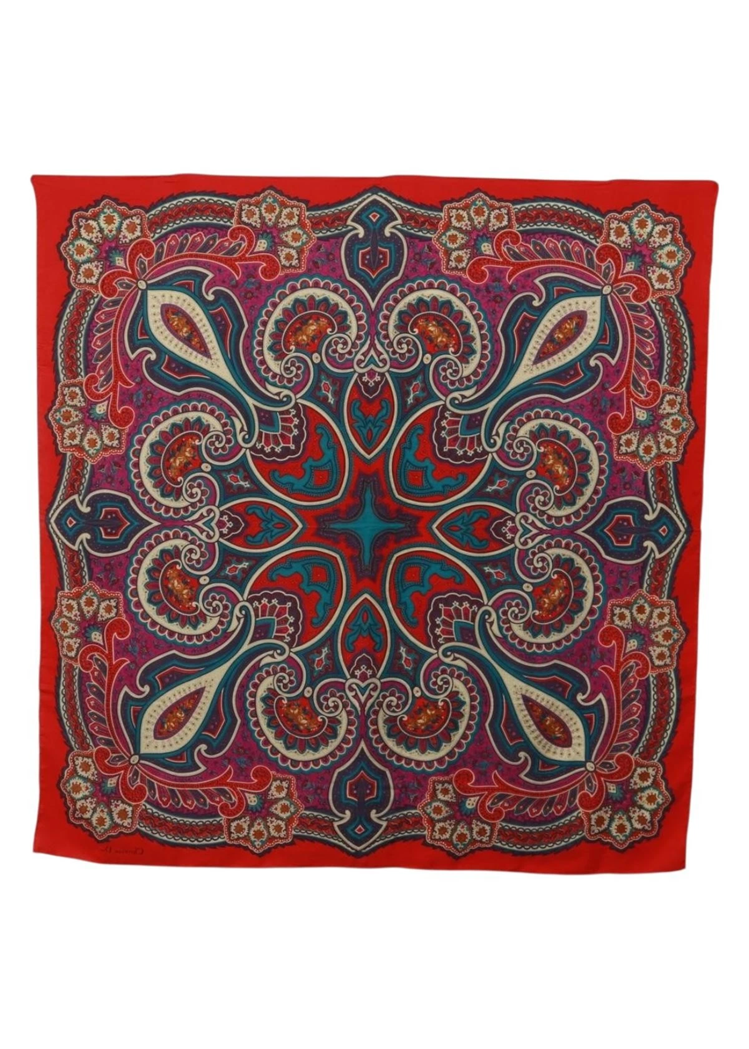 Dior Red Paisley Pattern Scarf
