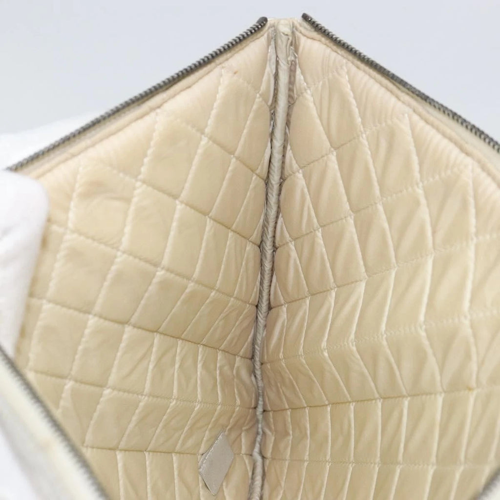 Chanel Silver Quilted Leather Clutch