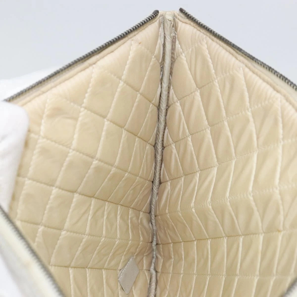 Chanel Silver Quilted Leather Clutch