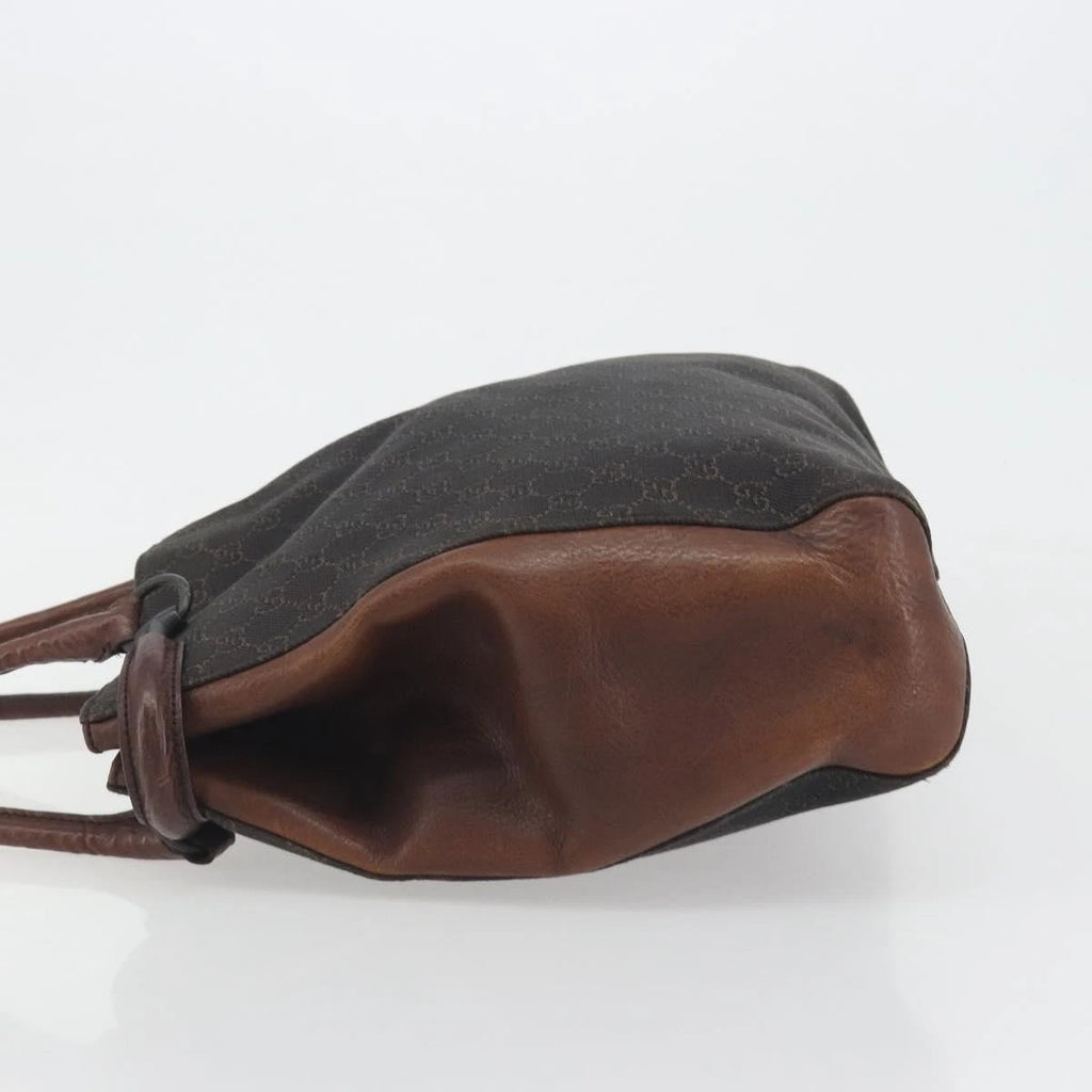 Gucci Monogram Leather Trimmed Shoulder Bag