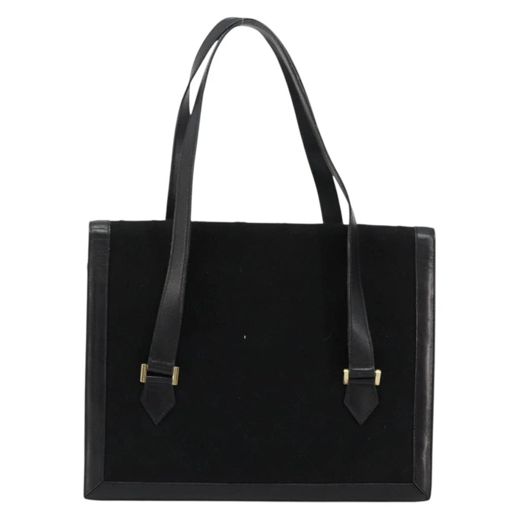 Chanel Black Leather and Cotton Tote