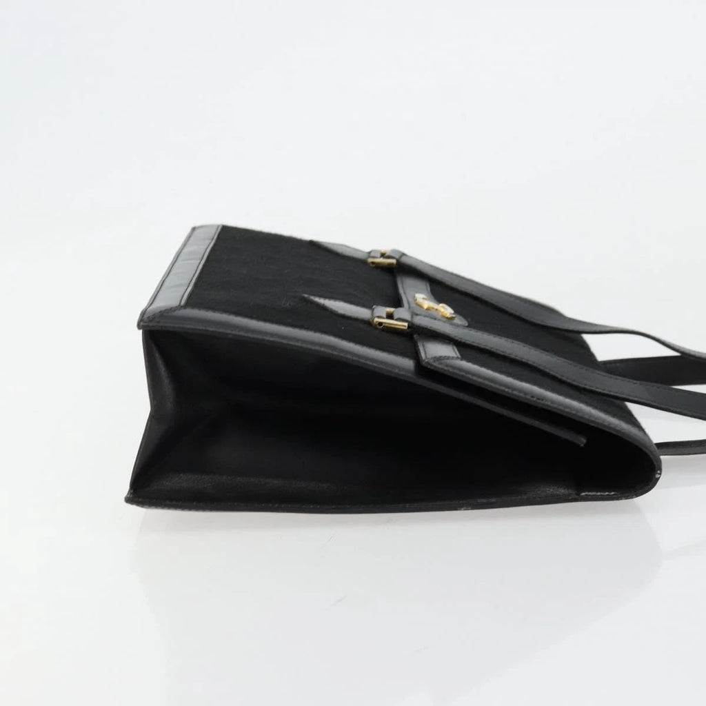 Chanel Black Leather and Cotton Tote