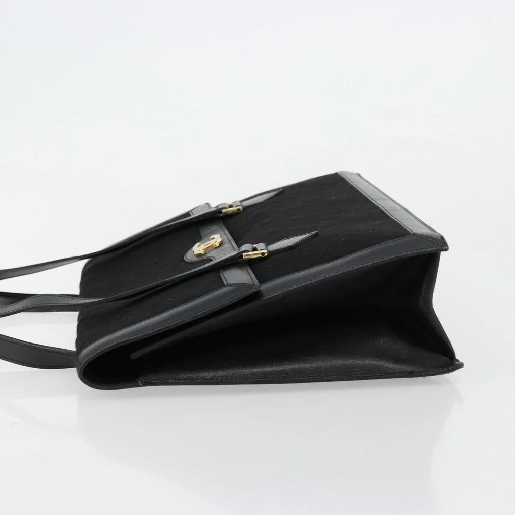 Chanel Black Leather and Cotton Tote