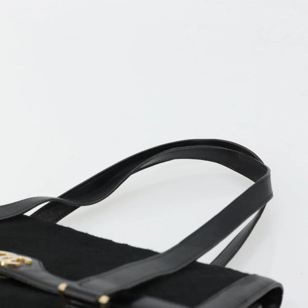 Chanel Black Leather and Cotton Tote