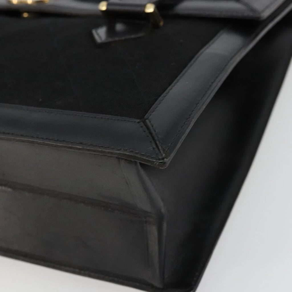 Chanel Black Leather and Cotton Tote