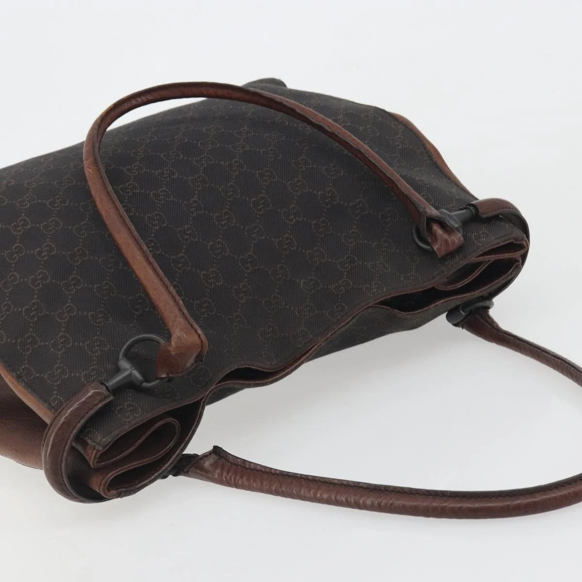 Gucci Monogram Leather Trimmed Shoulder Bag