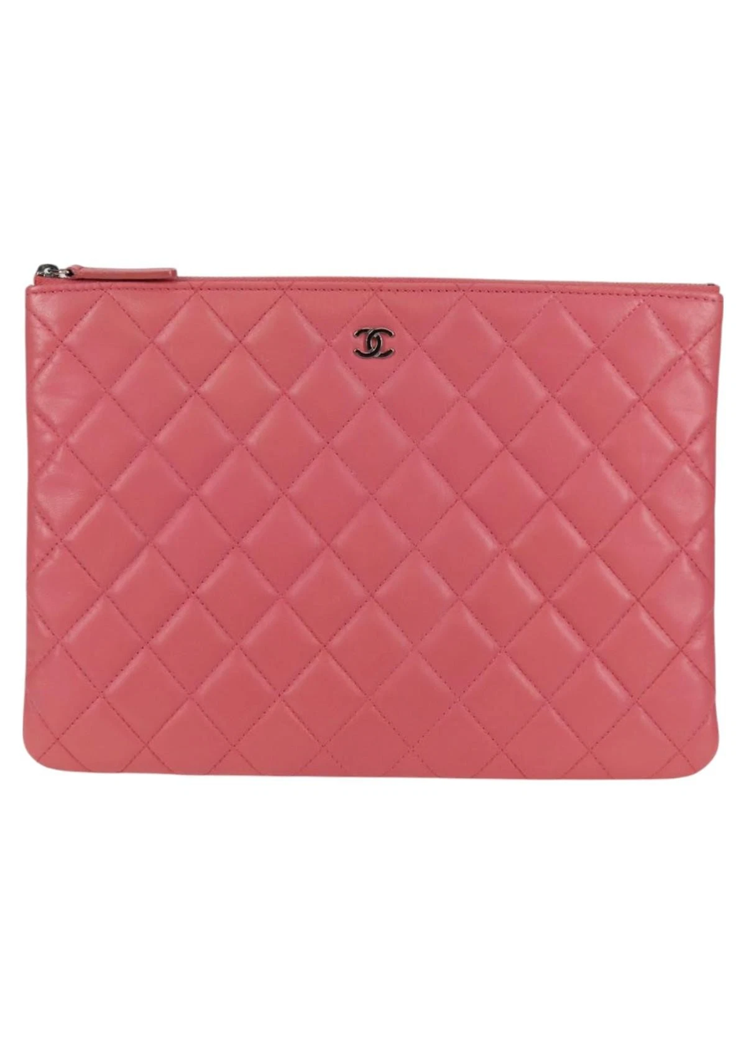 Chanel Pink Quilted Leather Clutch