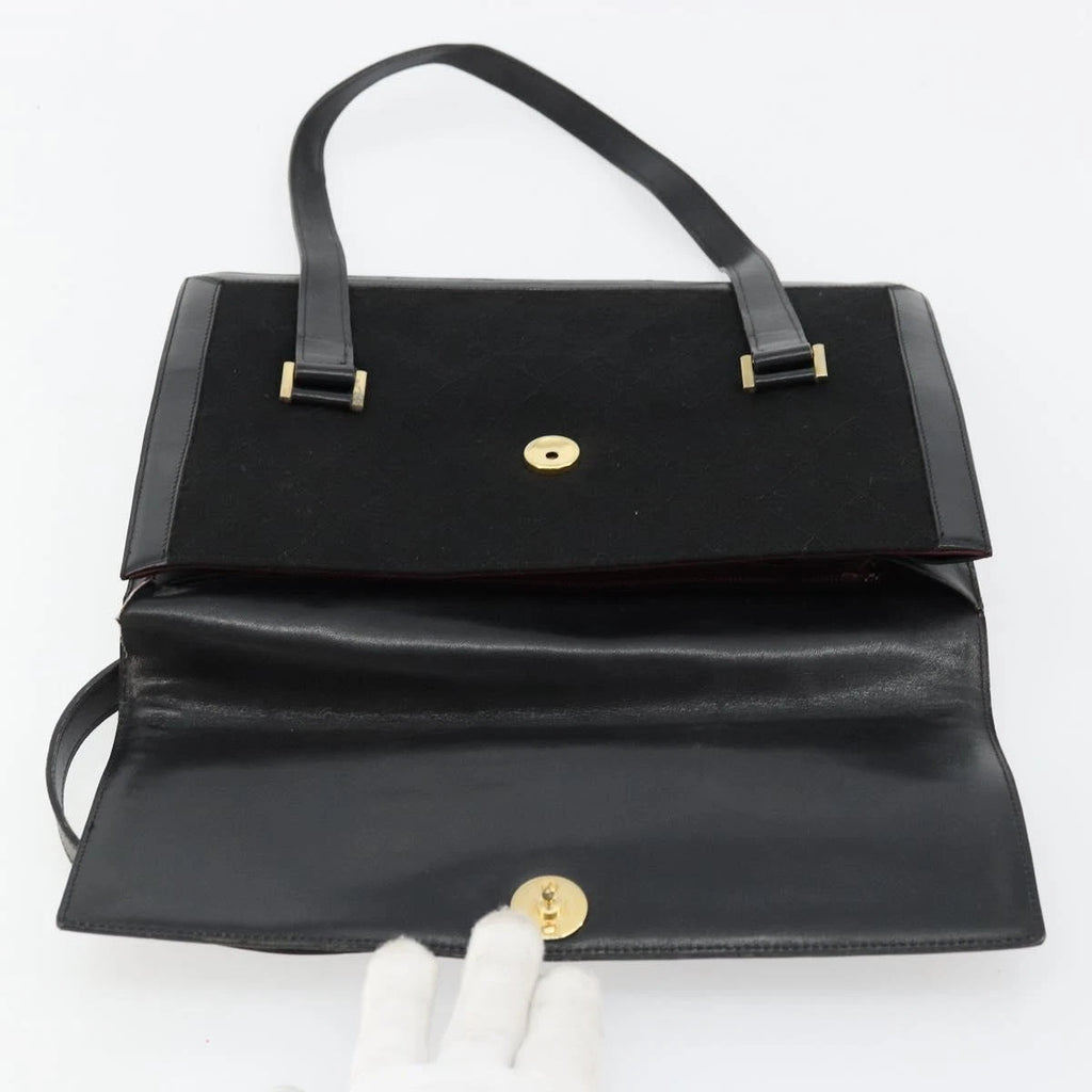 Chanel Black Leather and Cotton Tote