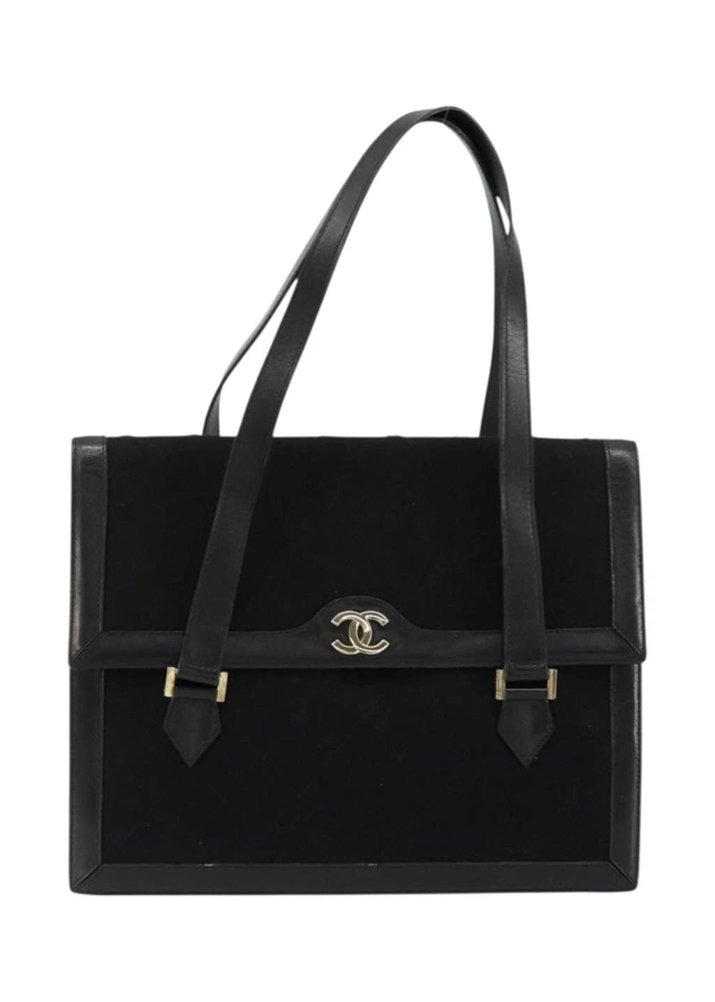 Chanel Black Leather and Cotton Tote