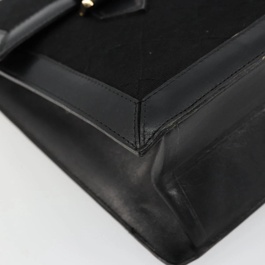 Chanel Black Leather and Cotton Tote